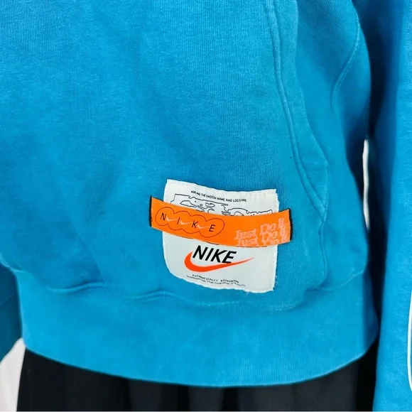 NIKE standard fit MENS SWEATSHIRT blue hooded HOODIE kangaroo pocket SMALL - Picture 9 of 13